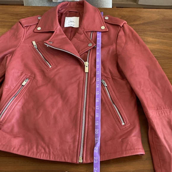 MANGO Women's Leather Biker Moto Jacket Size Medium - Picture 8 of 10